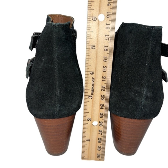 Vionic Women's Booties Size 7 Black Suede "Aloft Chryssa" Open Toe Side Zip - Picture 8 of 11